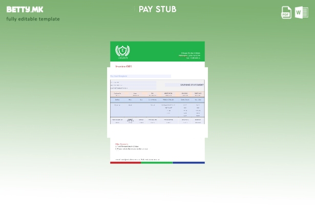 Модерен стил на шаблон за изводи за заработка INC Stub Samples